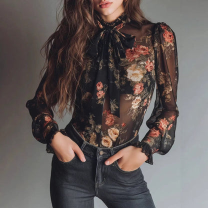 Body floral audacieux féminin