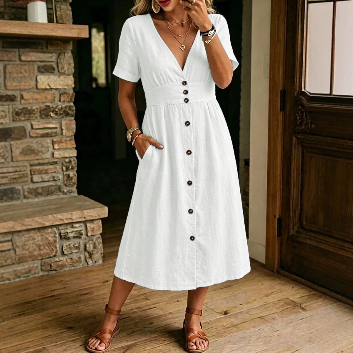 Robe midi verte élégante