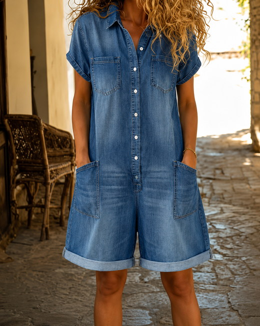 Combi-short denim tendance