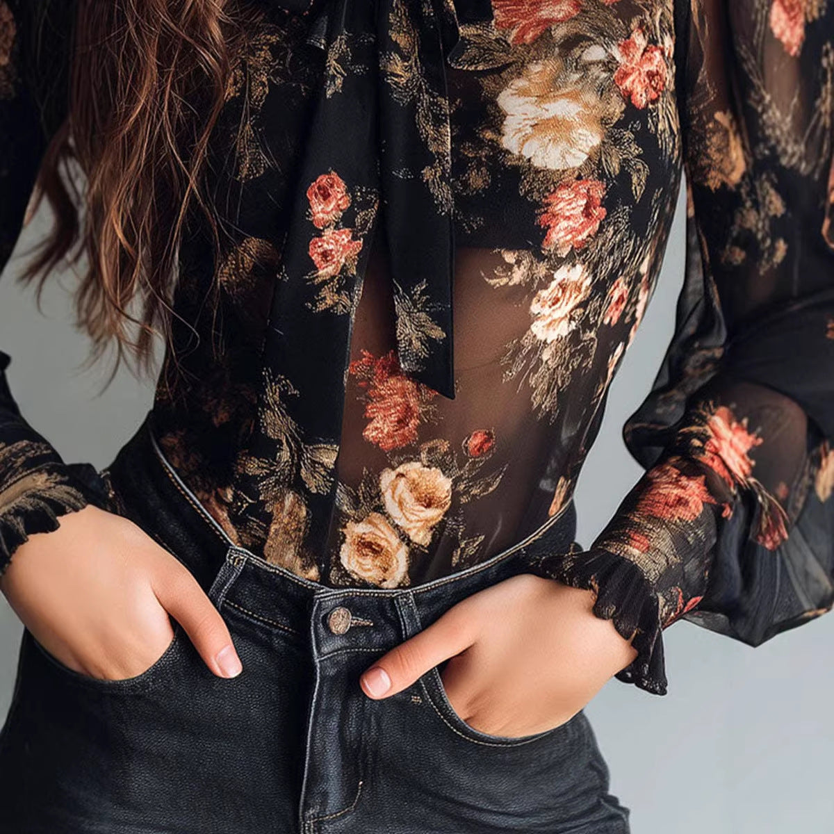 Body floral audacieux féminin
