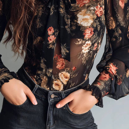 Body floral audacieux féminin